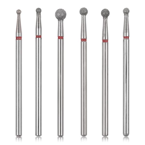 Lusofie 6Pcs Cuticle Clean Nail Bits 3/32'' Ball Head Nail Drill Bits Professional Safety Cuticle Drill Bits for Electric Nail File Gel Polishing Manicure Pedicure Tools