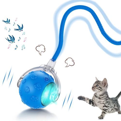 Huimpet Interactive Cat Toys for Indoor Cats, 2025 New Upgraded Moving Cat Ball with Chirping Sound, Rechargeable Fast Rolling Ball, Fun Automatic Cat Toys for Bored Adult Cats Exercise, Kitten, Blue