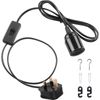 DiCUNO E27 Lampholder, Pendant Light Ceiling Lighting Fitting, Suspended Pendant Light Fitting Kit, Black, 2M, 1Pack