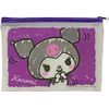 Sanrio Accessories Cosmetic Flat Vinyl Pouch Fastener Case Bag 19×14cm (Rayon Touch), Kuromi,