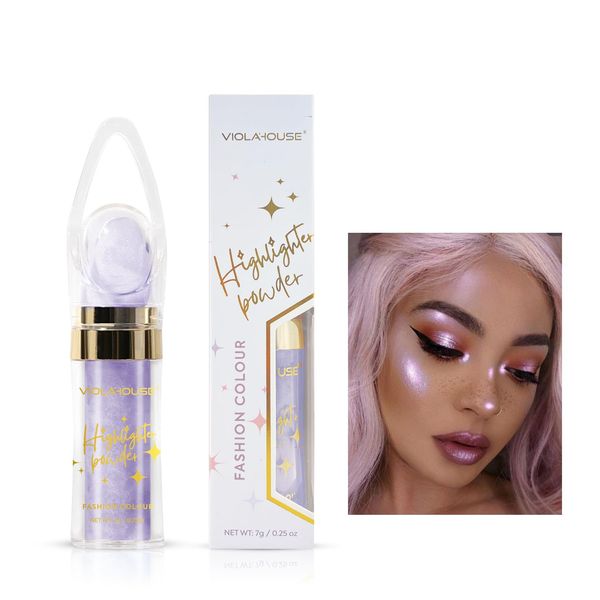 VIOLA HOUSE Gesicht Highlighter Powder Stick, Körper Haar Schimmer Glitter Puder, für Aufhellung Gesicht Körper Lippen Makeup Kit. (violett)