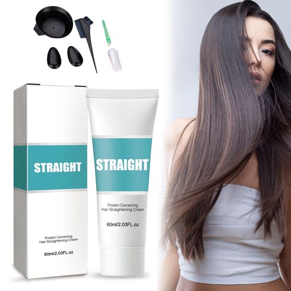 Janenisa Hair Straightener Cream,Eelhoe Protein Correcting Hair Straightening Cream,Silk & Gloss Hair Straightening Cream,Nourishing Fast Smoothing Collagen Hair Straightener Cream (1PCS)