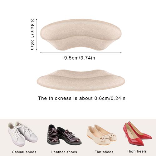 LUTER 2 Pairs Heel Grips Liner Cushions Inserts, Heel Pads Snug Heel Cushion Inserts Self Adhesive Shoe Pads Shoes Too Big Inserts Prevent Slip and Blister for Women Men Most Shoes (Apricot)