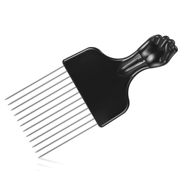 Afro Pick Comb Metal Pick Comb Plastic Afro Pick Hair Comb Wide Tooth Hair Pick Comb Metal Hair Coloring Comb Wig Braid Comb Hairdressing Styling Tool for Curly Hair Style, Black (Funny Style)