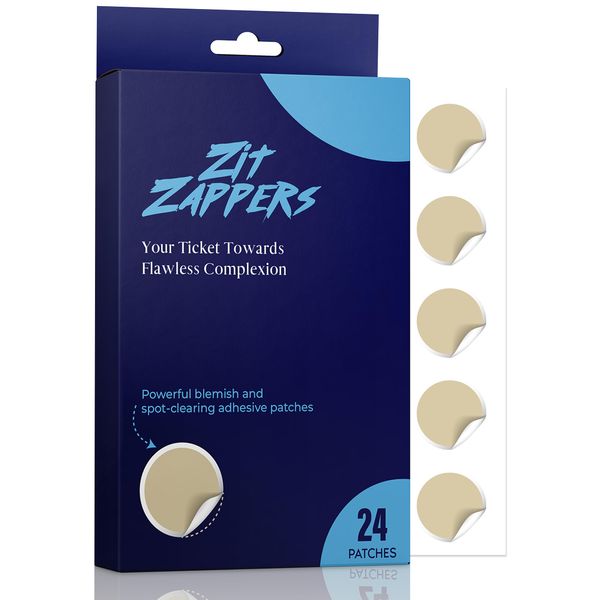 Zit Zappers Spot Removal Patches - 24 Hour Rapid Acne Treatment Spot Stickers for Clear Skin - Translucent Pimple Patches with Advanced Pore Purify Technology for Blemishes/Acne - (24 Spot Patches)