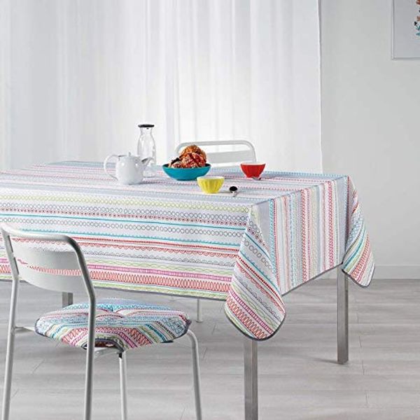 Home & Co Collection Premium Patterned Tablecloth Seats 4-6 Wipe Clean Table Cover Bright Linear