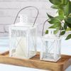 Luminous White Metal Lantern Tea Light Holder Medium -Rustic Home Décor Lantern