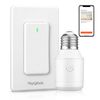 HAPYTHDA Remote Control Light Socket with Wifi(2.4G Only), Smart WiFi & Bluetooth & RF433 E26 E27 Light Bulb Adapter & Wireless Wall Switch, Remote and APP Control, Voice Control with Alexa and Google