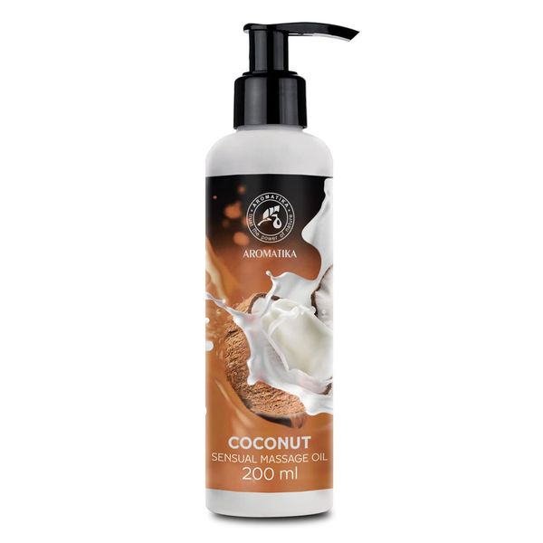 Coconut Sensual Massage Oil for Couple 200 ml - Edible & Kissable Massage Oil - Blend of Almond and Grapeseed Oils - Body Oil for Him & Her - for Couples - Romantic Gift - Relaxing Massage Oil