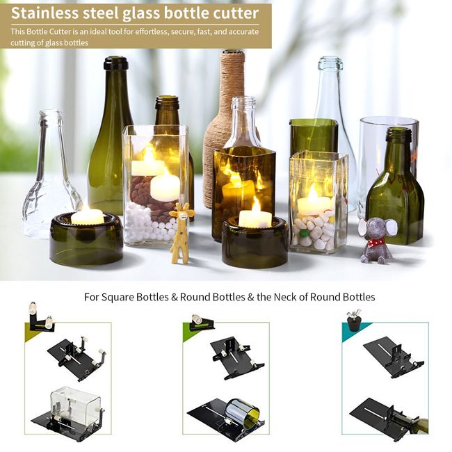 Glass Bottle Cutter, Glass Cutting Kit with Glass Cutter and