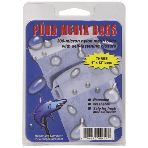 Pura (Magnavore) APU00414 3-Pack 300-Micron Media Bags for Aquarium Filter, 6 by 12-Inch