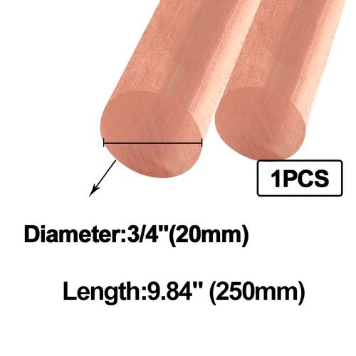 Eoiips 3/4” Pure Copper Round Rod, 3/4” Diameter, 9.84" in Length, for Metal Craft & Metal Working Hobbies, 1pcs