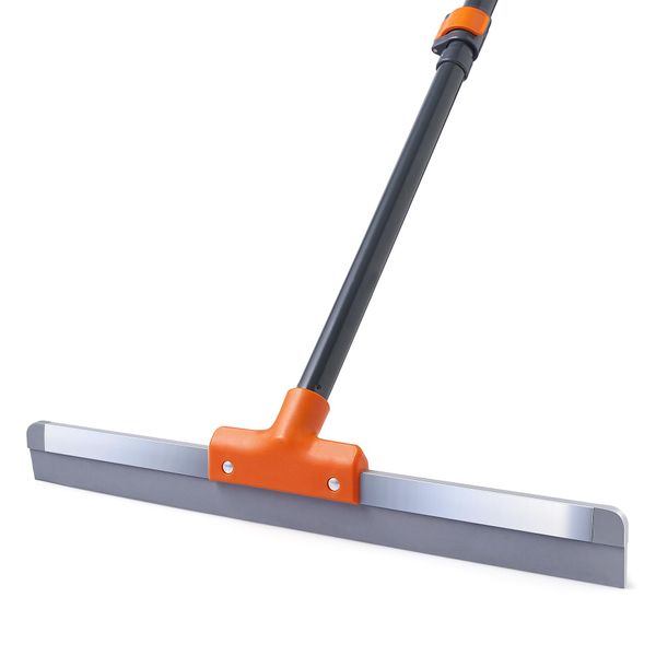 CLEANHOME Rubber Floor Squeegee for Concrete Floor, Tile Floor, Metal Aluminium Heavy Duty Garage Shower Floor Squeegee Broom for Removing Water, Commercial Squeegee Mop with Extendable Long Handle