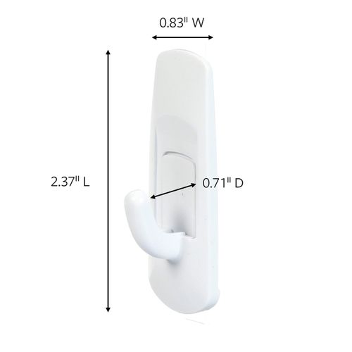 Command Small Utility Hook, Pack of 6 Hooks and 12 Adhesive Strips, White - Damage Free Hanging - Holds up to 450g