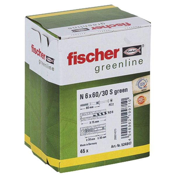 fischer Hammerfix N Green 6 x 60/30 S - Countersunk, 45-Piece, 524847