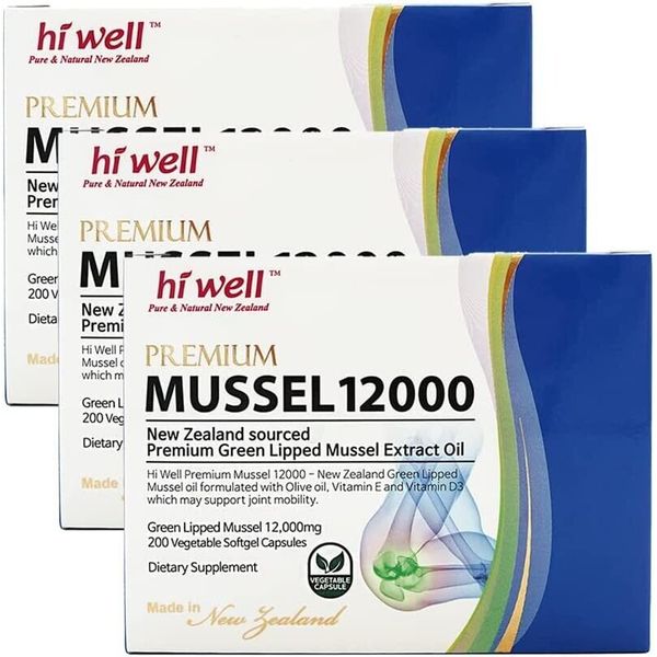 Hi well New Zealand Green Lipped Mussel Oil 12000 mg 200 caps (3 Pack)