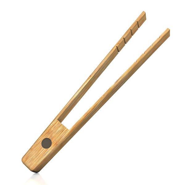 Toaster Tongs With Magnet | Kitchen Utensils For Cooking and Holding Toast Bacon Muffin Bagel Bread | 8 Inch Long Natural Non Toxic Bamboo