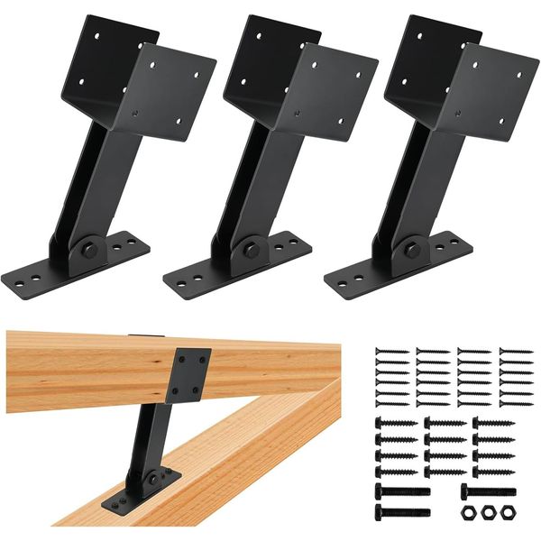 3x Roof Riser Bracket Kit Pergola Patio Roof Riser Beam Bracket 0-180°Adjustable