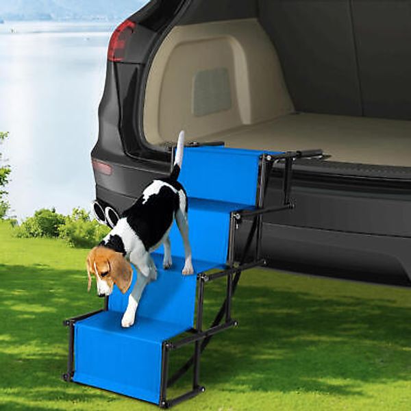 Portable Folding Safety Dog Ramps Pet Ramp Steps Ladder For Cars SUVs Blue