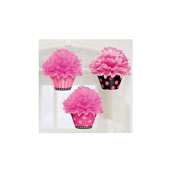 Amscan Deluxe Cupcake Fluffy Decorations Pink & Dots 30cm