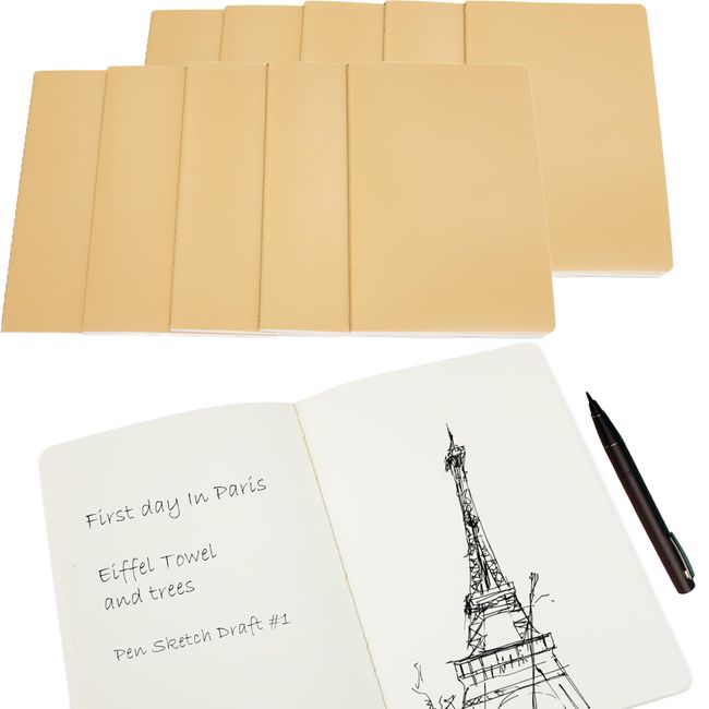 GIFTEXPRESS 8.3" x 5.5" Sketch Book - 4 Pack Unlined Blank Drawing Notebook 60 Pages, 30 Sheets - 80 GSM Acid Free Paper Art Journal Supplies for Kids & Adults