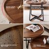 Round Nesting Coffee Table Set of 2, 28" round Walnut with Fluted,Mid Century Mo