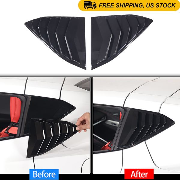 ABS Gloss Black Side Window Vent Louver Cover Trim For Corvette C8 Coupe 2020+