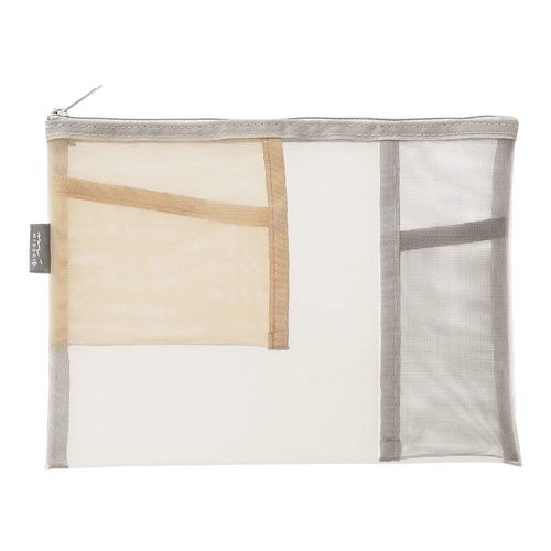 Midori 53345006 Mesh Pouch, Pen Case, Tool Pouch, Gray