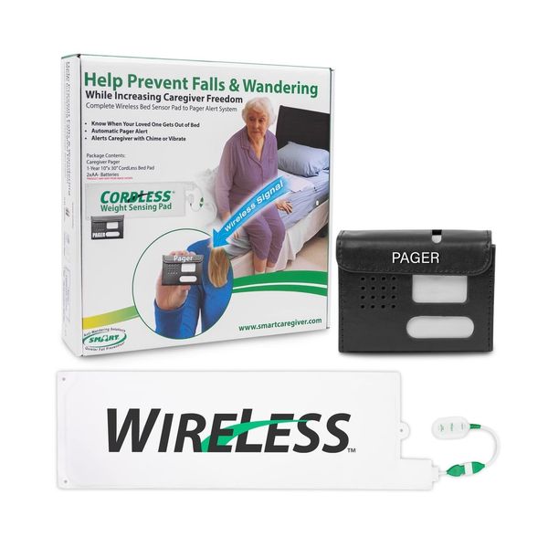Smart Caregiver Wireless Bed Pad Alarm System with Weight Sensor and Pager fo...