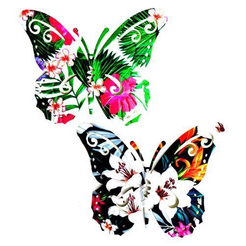 U/D Metal Butterfly Ornaments Wall Art Decor Outdoor, 2 Pack Colorful Garden Wall Sculptures Indoor or Outdoor Home Decorations