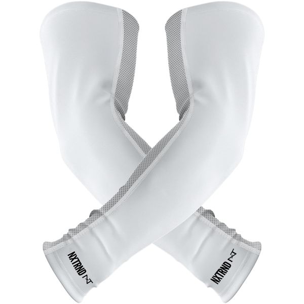 Nxtrnd Air-TEK Arm Sleeves, Breathable Football Compression Sleeves for Men, Sold as a Pair (Youth, White)