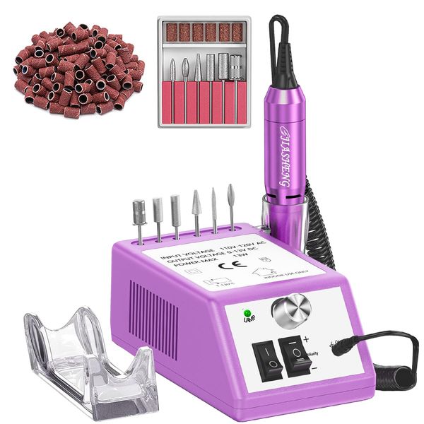 Professional Nail Drill, 20000rpm Electric Nail File, Portable Electric Manicure Drill for Acrylic Nail Gel Nails Drill Kit for Beauty Salon and Home Use(Purple)