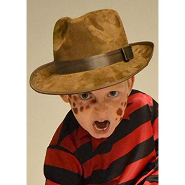 Struts Childrens Halloween Freddy Brown Fedora Hat, One Size