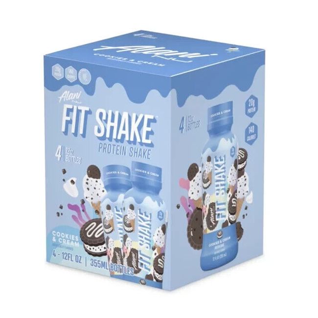 Alani Nu, Fit Shake, Protein Shake, Cookies and Cream, 20 Grams, 12oz, 4 Pack