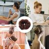 2 Pcs Bun Makers for Hair, Brown Sponge Donut Ring Styler Bun Makers, Easy Bun Makers Tool with Snaps and Hair band, DIY Bun Styling, 2 Sizes, with 20 Pcs U-Clips.