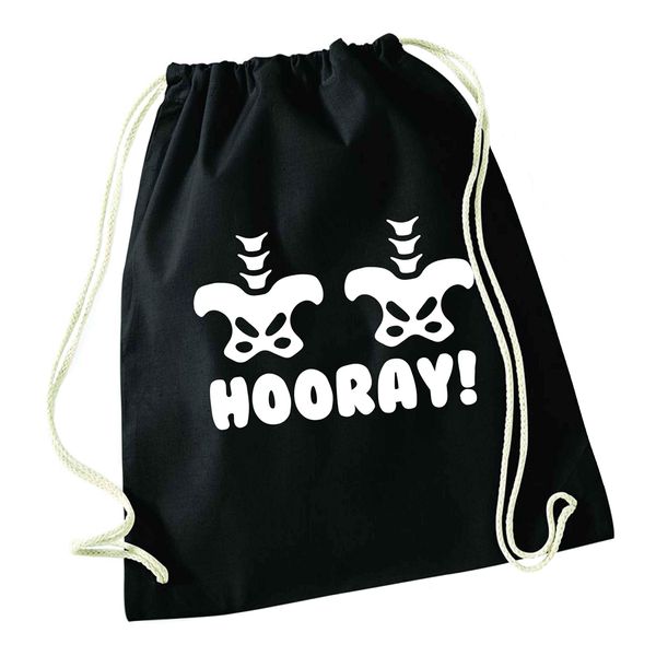 Flox Creative Black Drawstring Bag Hip Hip Hooray!