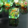 Liquid Core Resin Sharp Edged Polyhedral Dice Set, 7pcs - D&D RPG Dice, Butterfly Themed