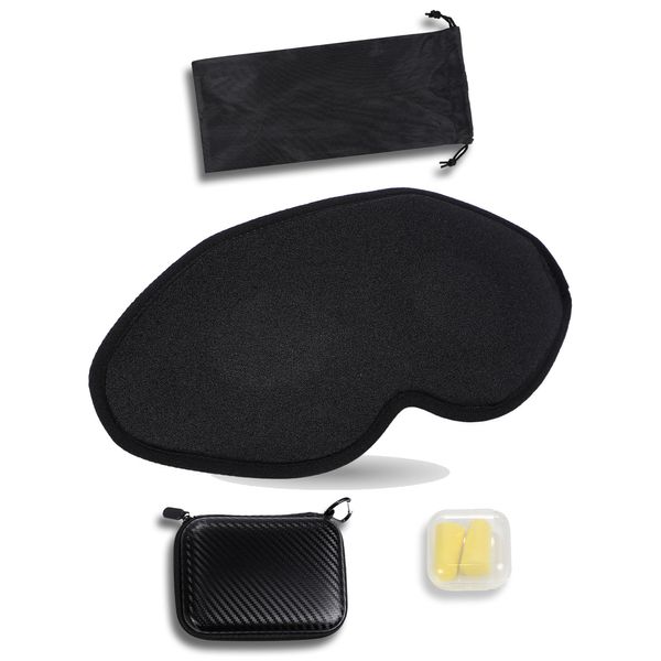 Lacuore Supreme Sleep, Eye Mask, Eye Pillow, Inspected in Japan, 99.99%, 3D Structure, For Sleep, Restful Sleep, Blindfold, Ultra Lightweight, Breathable, Includes Dedicated Hard Case (Black)