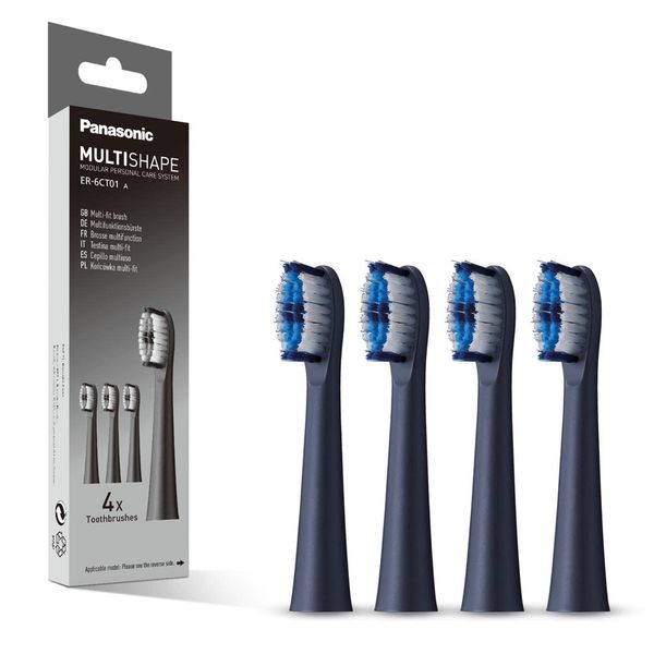 Panasonic ER-6CT01 Wet and Dry Electric Toothbrush Head Replacement with Multi-fit Brush (x4), Compatible with MULTISHAPE Modular Personal Care System