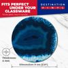 2 x Round Coasters - Blue Agate Geode Effect Glossy Coasters/Tabletop Protection for Any Table Type #3437