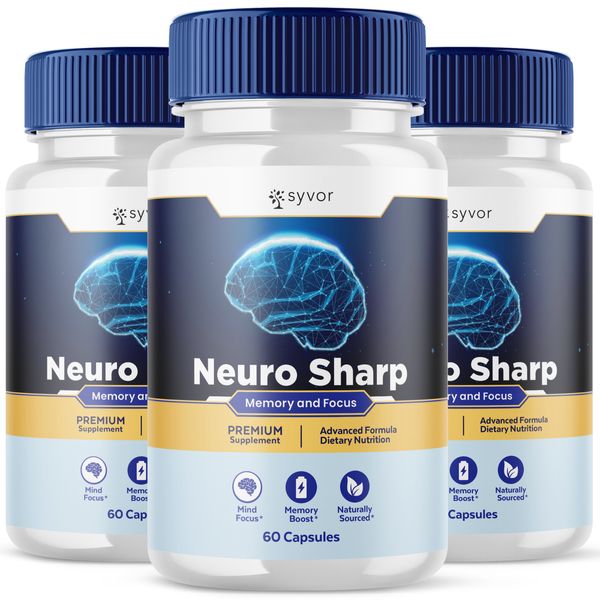 (3 Pack) Neuro Sharp Nootropic All Natural Formula Brain Supplement 180 Capsules