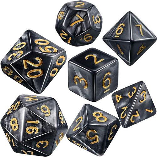 LIANHATA Polyhedral Dice Dice Set Acrylic, 7 Pieces, D20, D12, D10, D8, D6, D4, Mythical TRPG MTG for Card Game Table Games, 4 Sides, 6 Sides, 8 Sides, 10 Sides, 12 Sides, 20 Sides (Black x White)
