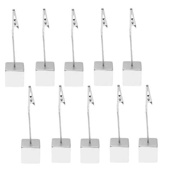 Operitacx 10pcs Table Number Stand Alligator Clips Place Name Stands Table Note Holder Table Number Holder Cube Memo Holder Place Card Clips Name Place Holder Paper Menu Clip Metal Banknotes