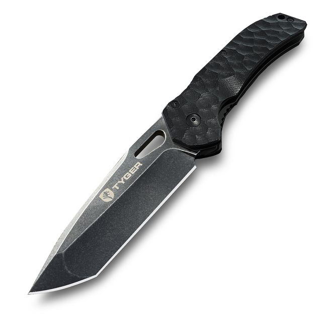 Tyger TG-KF7A Folding Knife with Japanese Instruction Manual (Black/Black)