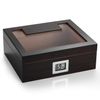 Woodronic Cigar Humidor for 50 Cigars, Glass Top Cigar Box with Digital Hygrometer, Humidifier, Spanish Cedar Lining and Divider, Cigar Cutter, Ashtray, Accessory Gift for Fathers