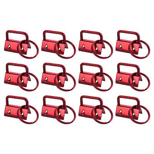 12Pcs 25mm Key Fob Hardware with Keychain Ring for Webbing Wine Red