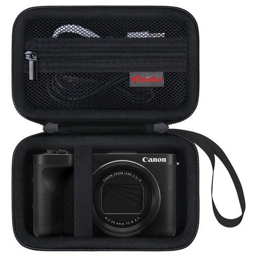 Elonbo Carrying Case for Canon PowerShot V1 Digital Camera, Canon V1 Camera Hard Travel Bag, Extra Mesh Pocket fits Charging Cables Battery SD Card Reader and Accessories, Black