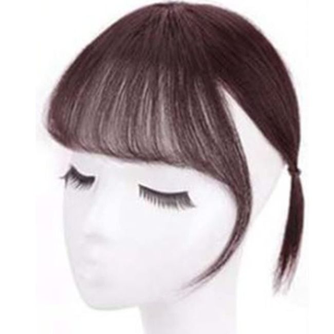 Clip-in-Pony Echthaar, 3D-Clip-in-Pony Frauen Mädchen Dome Air Bangs Haarteil Haarverlängerung Für Den Täglichen Gebrauch Dating(Dunkelbraun)