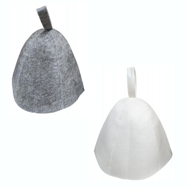 RitaPro Shop® Sauna Hat Set of 2 Unisex Gray White Sauna Cap Hat Felt Men Women Shower Cap