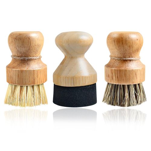 LEONTOOL 3 Pcs Cutting Board Oil Wax Applicator and Scrub Brush Set Natural Bamboo Wood Applicator for Mineral Oil Boards, Wooden Butcher Blocks, Spatulas, Spoons, Wooden Worktops, Utensil Care